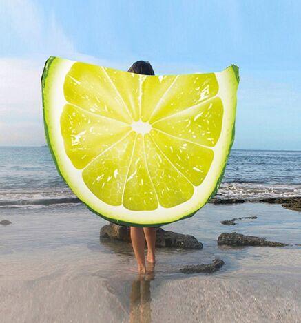 3D Fruit Printed Round Tapestry Yoga Mat Beach Towel Polyester Circle Watermelon Lemon KIWI Dragon fruit Outdoor Home Textile