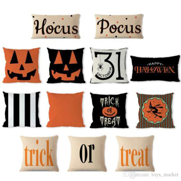 Hallowmas Decorative Pillow Case Halloween Pumpkin Spooky Square Pillowcases Cotton Linen Cushion Cover For Sofa Party Chair Home Office