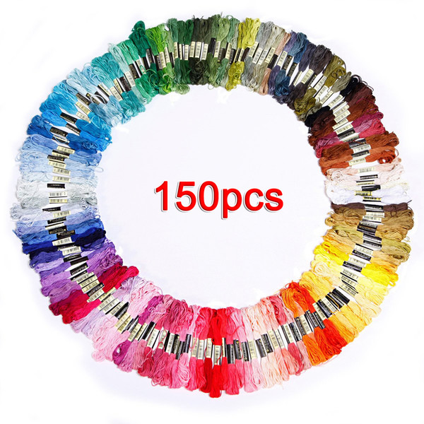 wholesale cheap price 150pcs/lot skeins of multicolored Sewing Threads embroidery thread for cross-stitch free shipping