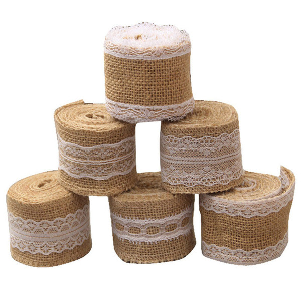 2M/roll DIY Lace Handmade Linen Roll Wedding Ceremony Christmas Technology Flax Rolls Hessian Ribbon Rope Ornament Party Event