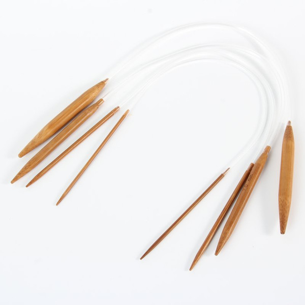 18 Pcs Useful 40 cm / 80 cm Soft Double Circular Tube Carbonized Bamboo Point Knitting Needles