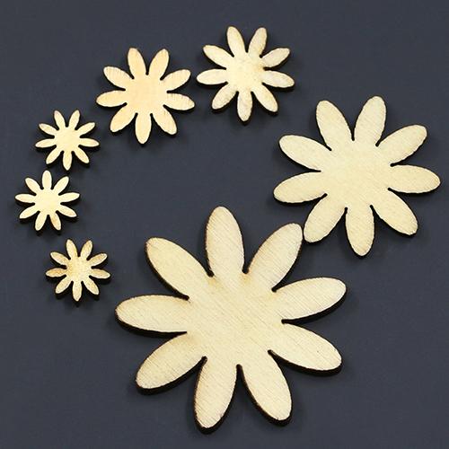 Mixed Sizes Butterfly Flower Heart Golden Wood Buttons DIY Scrapbooking Sewing TY2162