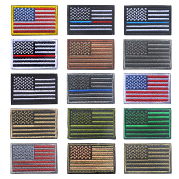 US Flag Tactical military Patches Gold Border American flag Iron on patches Applique Jeans Fabric Sticker Patches for Hat badges