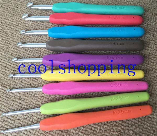 9pcs Multicolor Knitting Needles Mixed Metal Hook Crochet Template Kit TPR And Aluminum For Loom Tool Band DIY Crafts 13.7cm