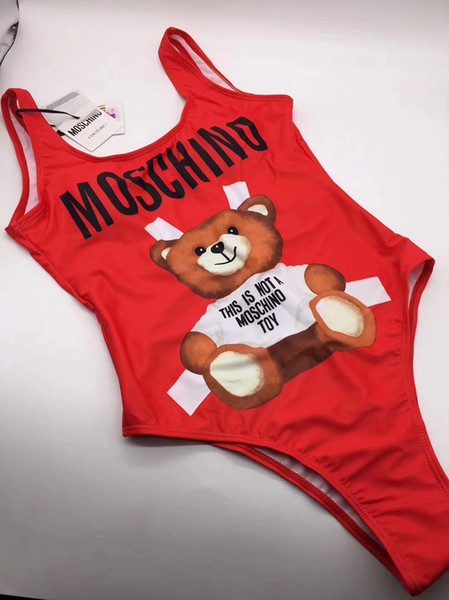 Newest Fashion Girls Swimwear Designer Brand Women Sexy One Piece Bear Printed Beachwear With Top Qaulity
