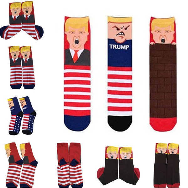 Explosion models TRUMP Straight socks men and women personality knitted cotton socks color casual Presidential Election Socks T8B001