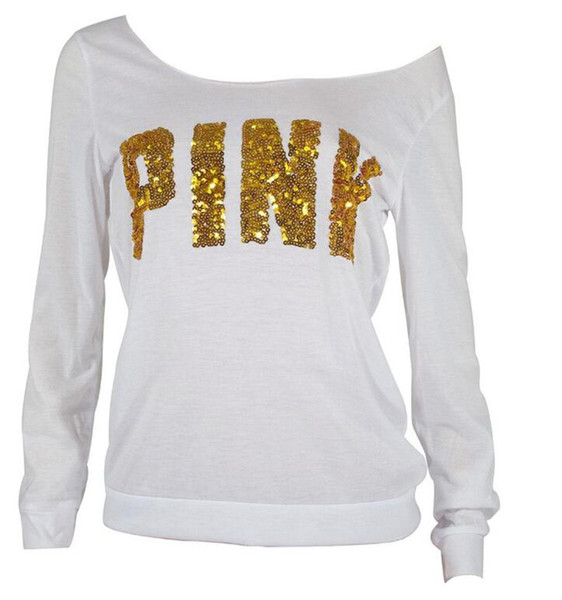 Pink sweater Pink sweatshirts woman spring autumn long sleeve sexy pink letters tops shirts women clothing fashion 1 pcs