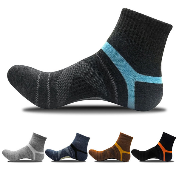 Cotton Polyester Blended Men Socks Free Size Elastic Ankle Socks Breathable Anti-friction Sport Socks For Basketball Hiking Climbing Running