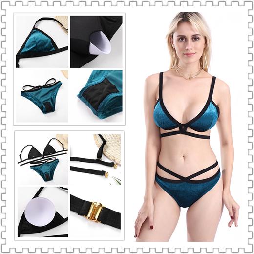 2019 Swimwear New European and American Women's Bikini Foreign Trade 3D Furry Cross-strap Split Explosive Swimwear