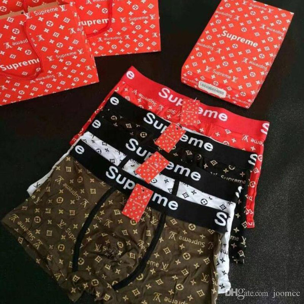Factory Wholesale SUP+V Men Underwear Brand Boxers Cotton Breathable Letter Underpants Shorts Luxury Brand Designer Cuecas Tight Waistband