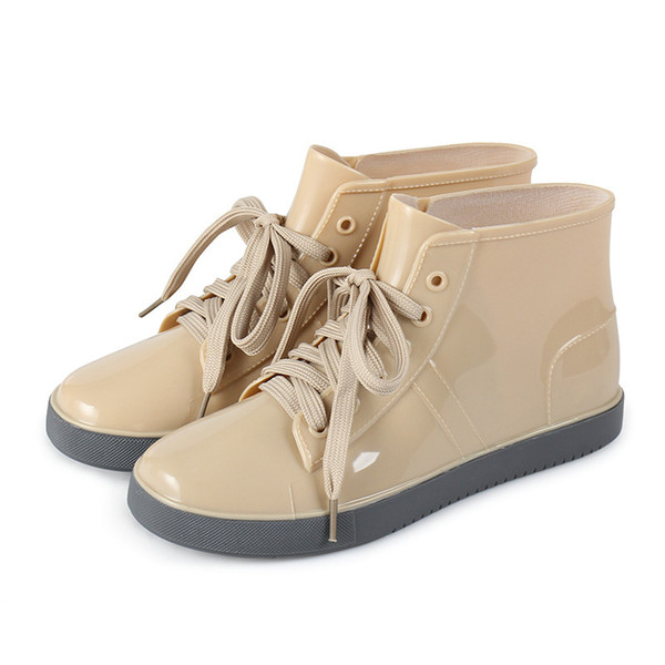 Solid Color Women Rain Boots Rubber Non-slip Low Tube Martin Boots Outdoor Work Waterproof Shoes Fashion Snow Boots