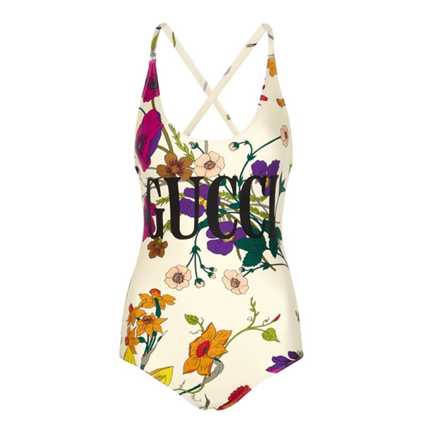 Personality Floral Printed Brand Bikini Fashion Bandage High Waist Swimwear for Women Sexy Backless One-Piece Bikini Beachwear