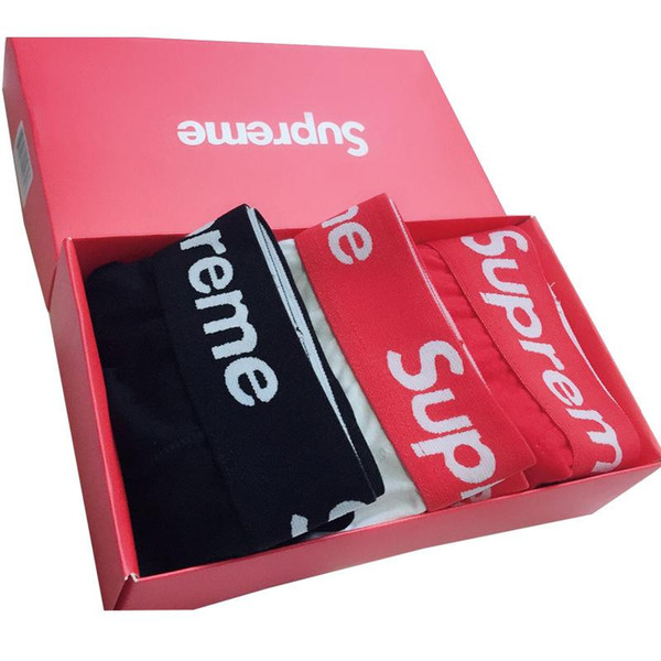 Waistband SU Letter Popular Logo Underwear Young People Breathable Cotton Men Boxer Red Gift Box Packed