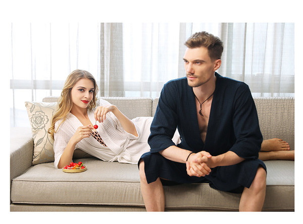 Sleepwear Men's Hotel Bathrobe Spring and Autumn Housewear Slim, Medium and Long-style Comfortable Couple's Sleepwear and Bathrobe