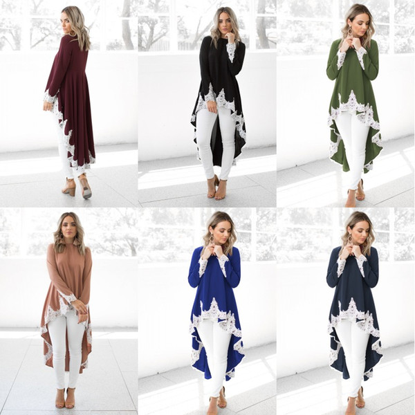 Cotton Soft Autumn Spring Clothes Women Fashion Irregularity Hemline Sexy White Lace Dress Solid Color Long Sleeve Clothing 39my hh