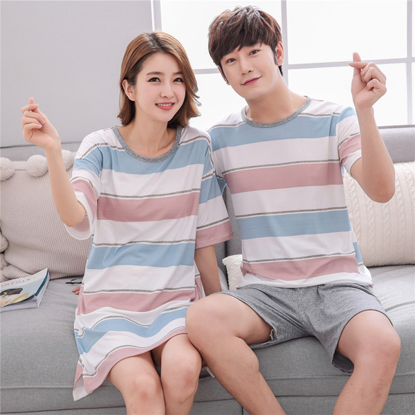 Womens Pajamas Sets Cartoon Couple Men Pajama Set Short Sleeve Cartoons Woman Nightgowns Indoor Clothing Pyjamas Women Sleepwear