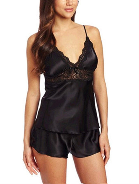Two Pcs Suit Lady Pajamas Sexy Tide Mooth Fabric Potable Light Short Pant Women Home Clothing Lace Sleepwear 17jn cc KK