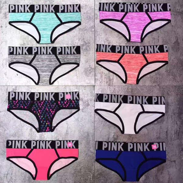 2018 Hot Sell Girl Sexy Cotton Solid Panties PINK letter Women Underwear Tanga Bragas Briefs Cute Letter Women Calcinha