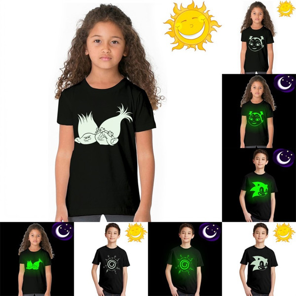 Fluorescent Luminous T Shirt Summer Fashion Boy And Girl Top Tee Children Short Sleeve Glow In Dark 15 5jk C