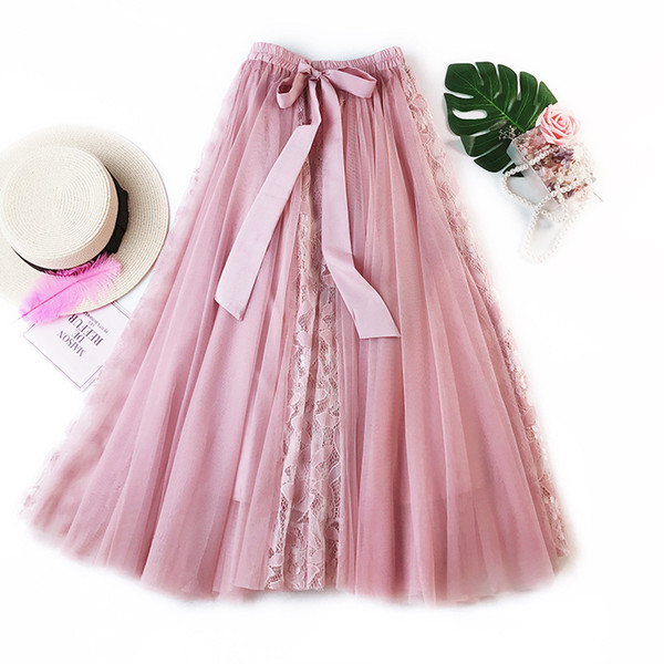 Loose Comfortable Women's Clothing Fashionable Lace Dress Polyester Bubble Skirt Lace half-length skirt For Big Girl
