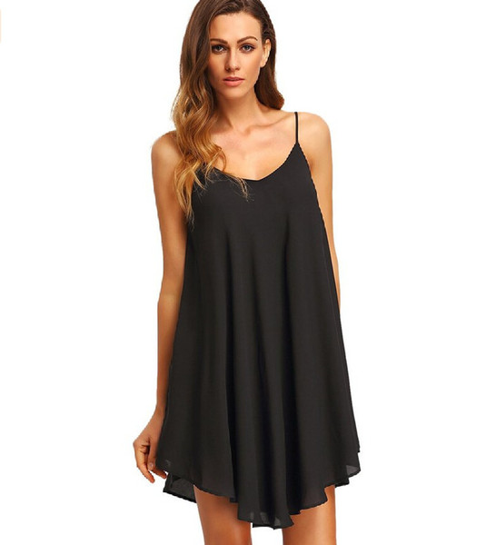 Hot sale Women's Summer Spaghetti Strap Sundress Sleeveless Beach Slip Dress Summer Europe cross strap dress sexy chiffon dress
