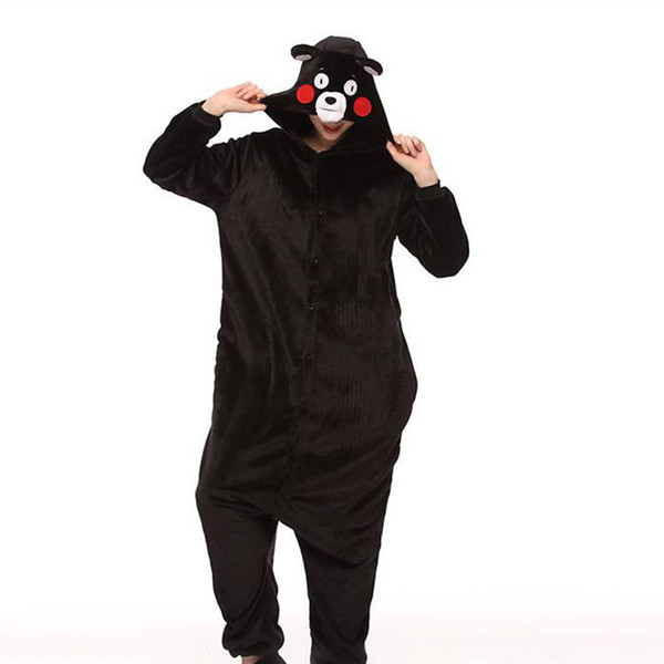 Women Kigurumi Kumamon Bear Pajamas Sets Flannel Animal Hooded Pajamas Adult Winter Onesies Nightie Pyjamas Sleepwear Homewear