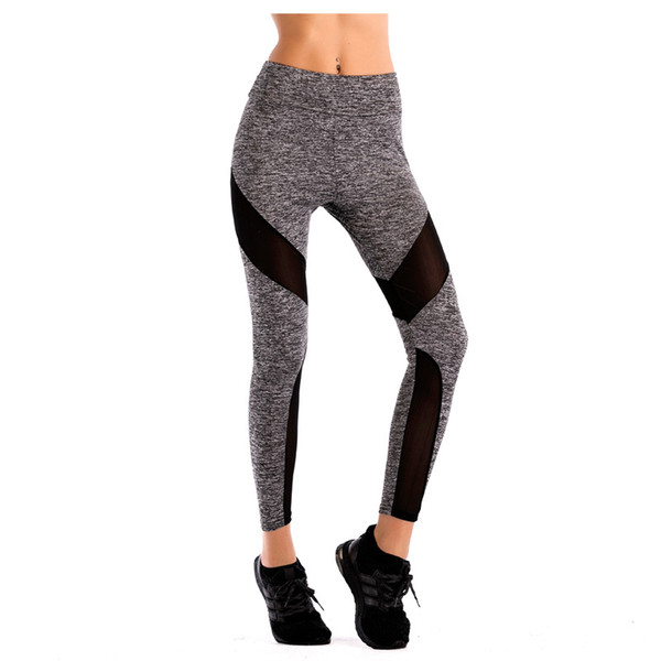 HOME 2018 new back waist fashion zipper stitching mesh yoga clothing leggings S-XL (female)