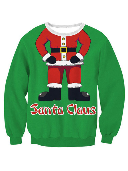 New Autumn Winter European and American Christmas Women's Wear Digital Printing Santa Claus Round Collar Loose Grasp Fleece Jackets