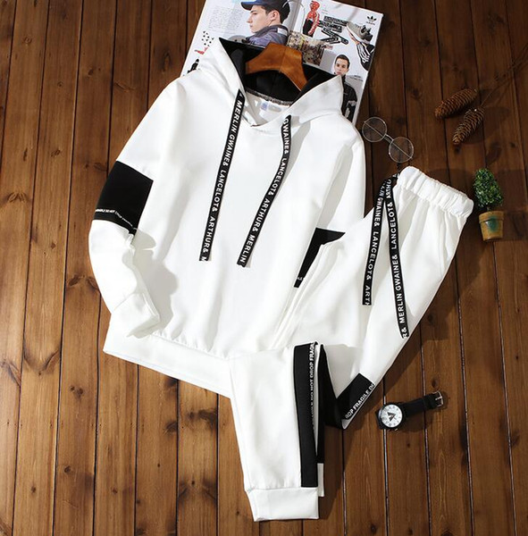 New Fall Spring Men's Pullover Sweater T-shirt +Pants Fashion Casual Sportswear Men jacket Mens Tracksuits Sport Suits