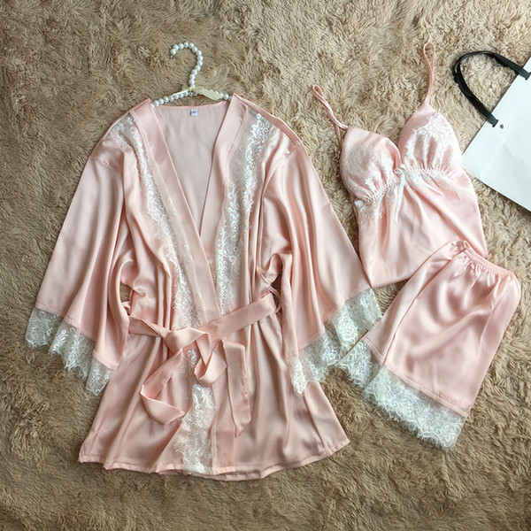Women Pyjamas Lace Sexy Sleepwear Female Summer Satin Pajamas for Women Pijama Kimono HIgh Quality Elegant Silk Pajamas