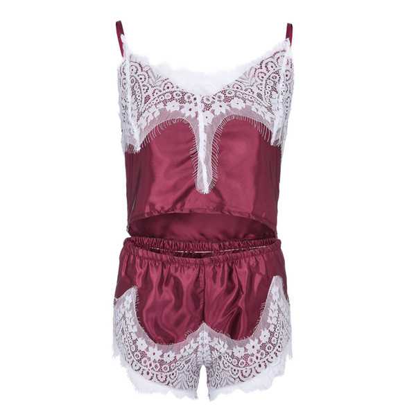 KLV #Z5 NEW HOT FASHION 2019 Free Ship Women Sexy Satin Lace Lingerie Babydoll Underwear Nightwear One Piece Set