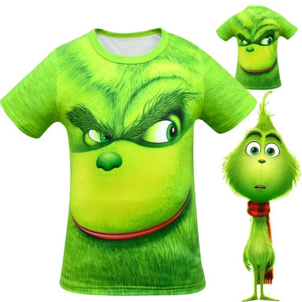 New fashion green monster Greenwich children short sleeve 3D printing T-shirt Short sleeve Baby kids clothing home clothing T8B003