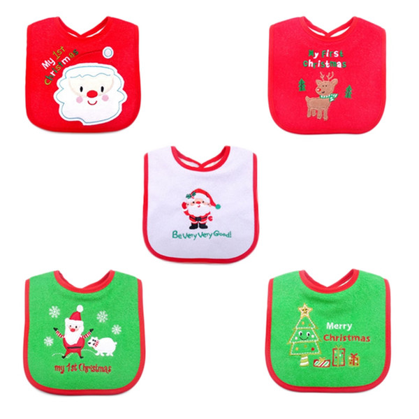 Infant Feeding Burp Baby Bibs Clothing Baby Bibs Multi Styles Waterproof Christmas Cute Cartoon Embroidered Toddler Saliva Towel DH0431