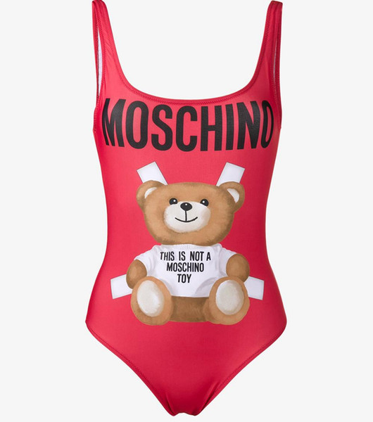 Fashion One Piece Swimwear Backless Swimsuit Women Sexy Bikini With Bear Summer Beach Swim Suit Red Black Size S-XL