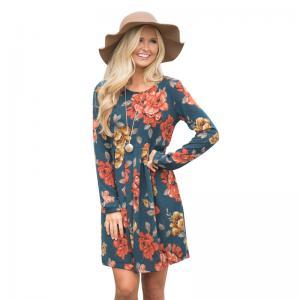 Women Beach Dress Girl Floral Print Long Sleeve swing Dresses Summer Casual Beach Dress skirt lady home clothing 10colors GGA1589
