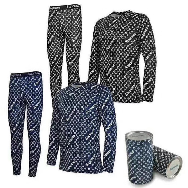 Full Letter Thermal Underwear Set Autumn And Winter Men All Match T Shirt Suit Popular Logo Mix Brand Long Johns Sets