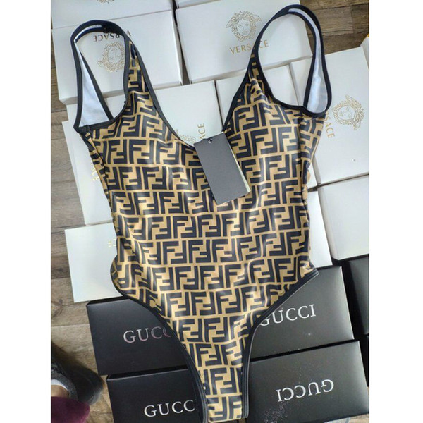 F Brand One-Piece Bikini for Lady Fashion Full Letter Prined Women Swimsuit Party Beach Bathing Suit Sexy Summer Beachwear