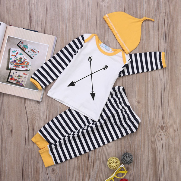 Newborn Baby Boy Clothes Monster Cartoon Letter Long sleeve Rompers Jumpsuit Tops Pants Clothes