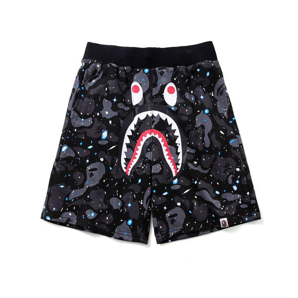 Black Starry Sky Shark Teeth Pattern Teenagers Night Luminous Shorts Men's Slacks Men's Shorts Size M-2XL