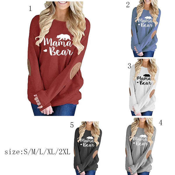 Mama Bear Graphic T shirts autumn Patched Monogram Pullovers Moms women Tees 2018 fashion Mama Tops MMA858