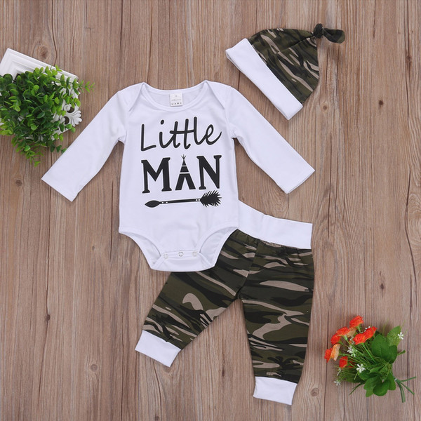 Baby Boy Girl Suit for Baby Shower Deer Print Long Sleeve Romper+Long Pants+Hat