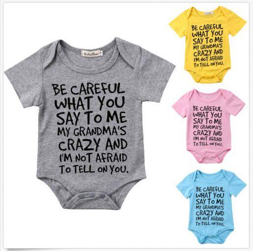 Charm Kingdom Baby Boy Girl be Careful What You say to me My Grandmas Crazy Bodysuit