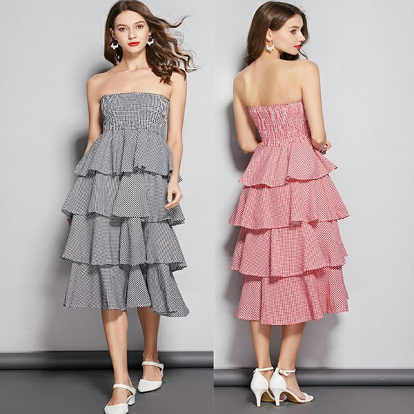 Lattice Chest Skirt Big Girl Cake Skirt Evening Dress Princess Skirts tiered falbala elastic waist party skirt