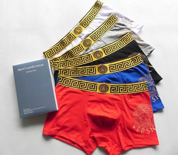 Men's Sexy Underwear Men Quality Boxers Designer Brand Pure Cotton Breathable Underpants Men's Casual Boxer 5 Colors