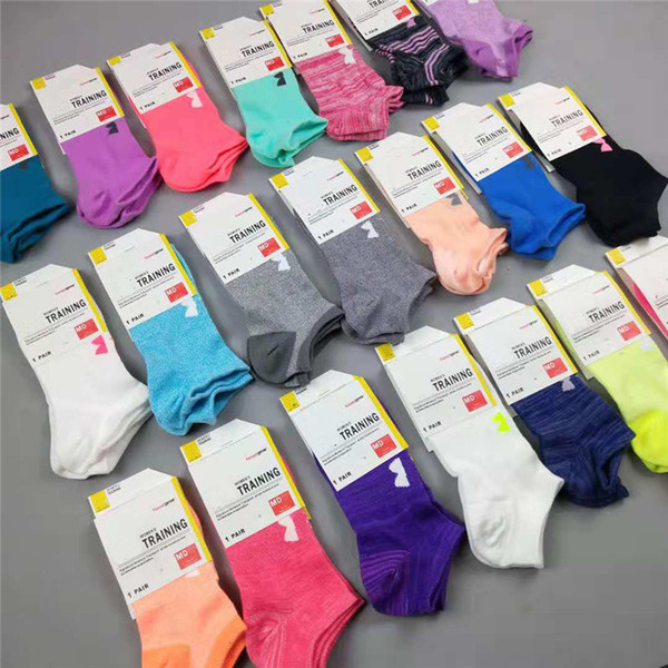 Wholesale women brand socks high quality UA Ankle Socks Fashion Low Cut Sport Socks Armor Short Stockings Girls Cheerleader Skating Sock