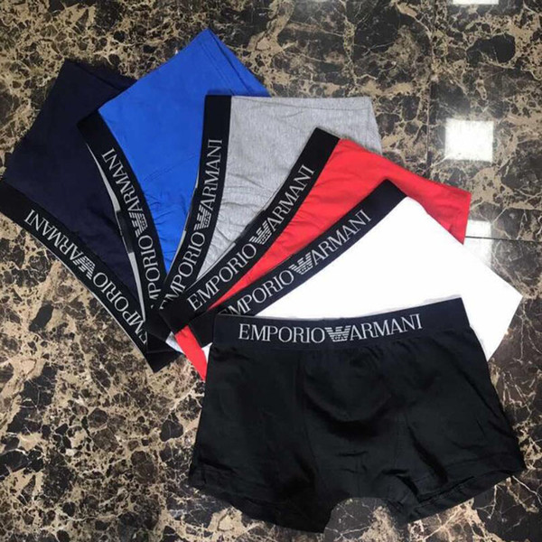Wholeale Ea Solid Underwear Men Quality Boxers Tide Brand Pure Cotton Breathable Underpants Men \'S Casual Boxer Size M -2xl
