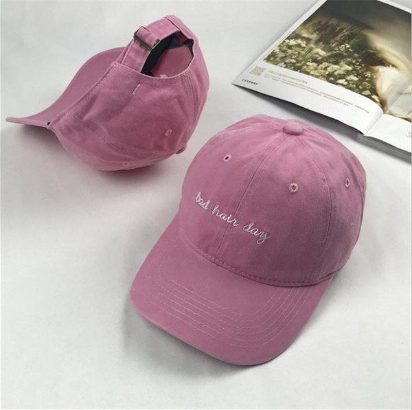 2018 Dad Hat Solid Washed Baseball Caps Women Men Bad Hair Day OOPS Letter Embroidery Couple Cap Pink Black Trucker Hat ARI-921