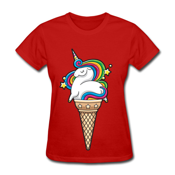 Discount- the ice cream uniconrn printing women shirts and outdoor mountaineering surfing T-shirt young leisure sports shirt top cotton