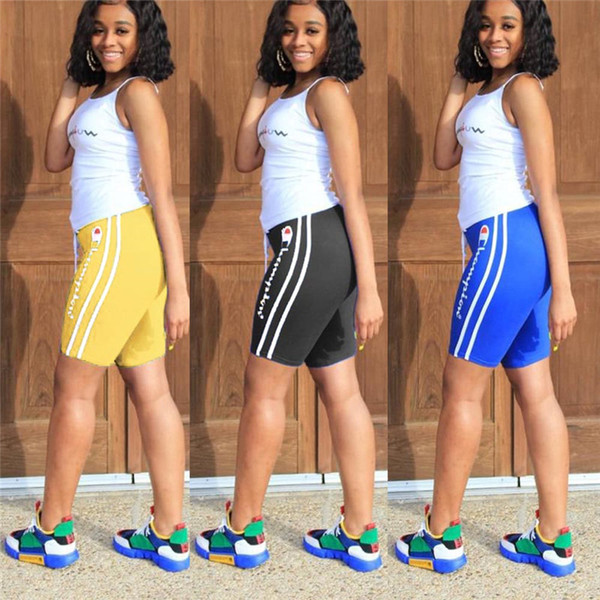 2019 Summer Women Champions Tracksuit 2 Piece Outfits Tank Tops + Shorts Sports Suit S-3XL Letter Printed Sportswear Joggers Leggings A32607