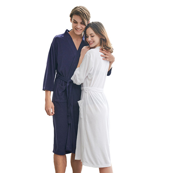 Summer Bath Robe for Women Soft Towel Bathrobe Knee-Length Hotel Spa Robe Lightweight Dressing Gown 6 Colors